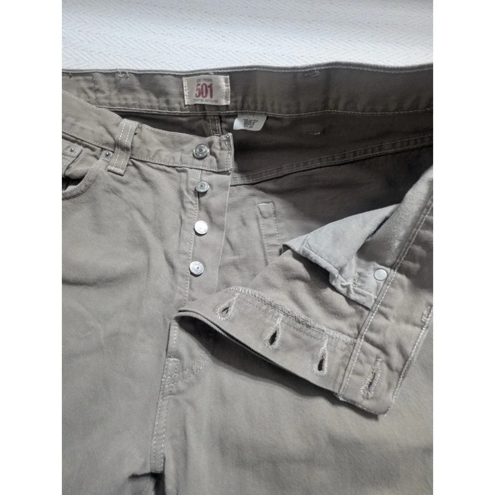 Levi's 501 Jeans Mens 36x30 Khaki Tan Button Fly Straight Leg‎ Cotton